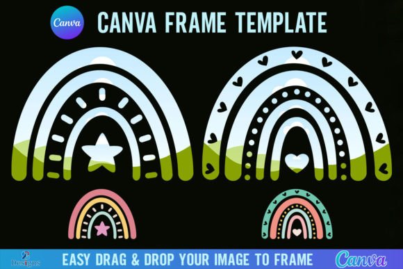 Boho Rainbow Canva Frame Template Editab: Your Design Shortcut