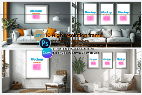 Frame Mockup Interior PS-Canva Template: A Design Asset for Real-World Projects